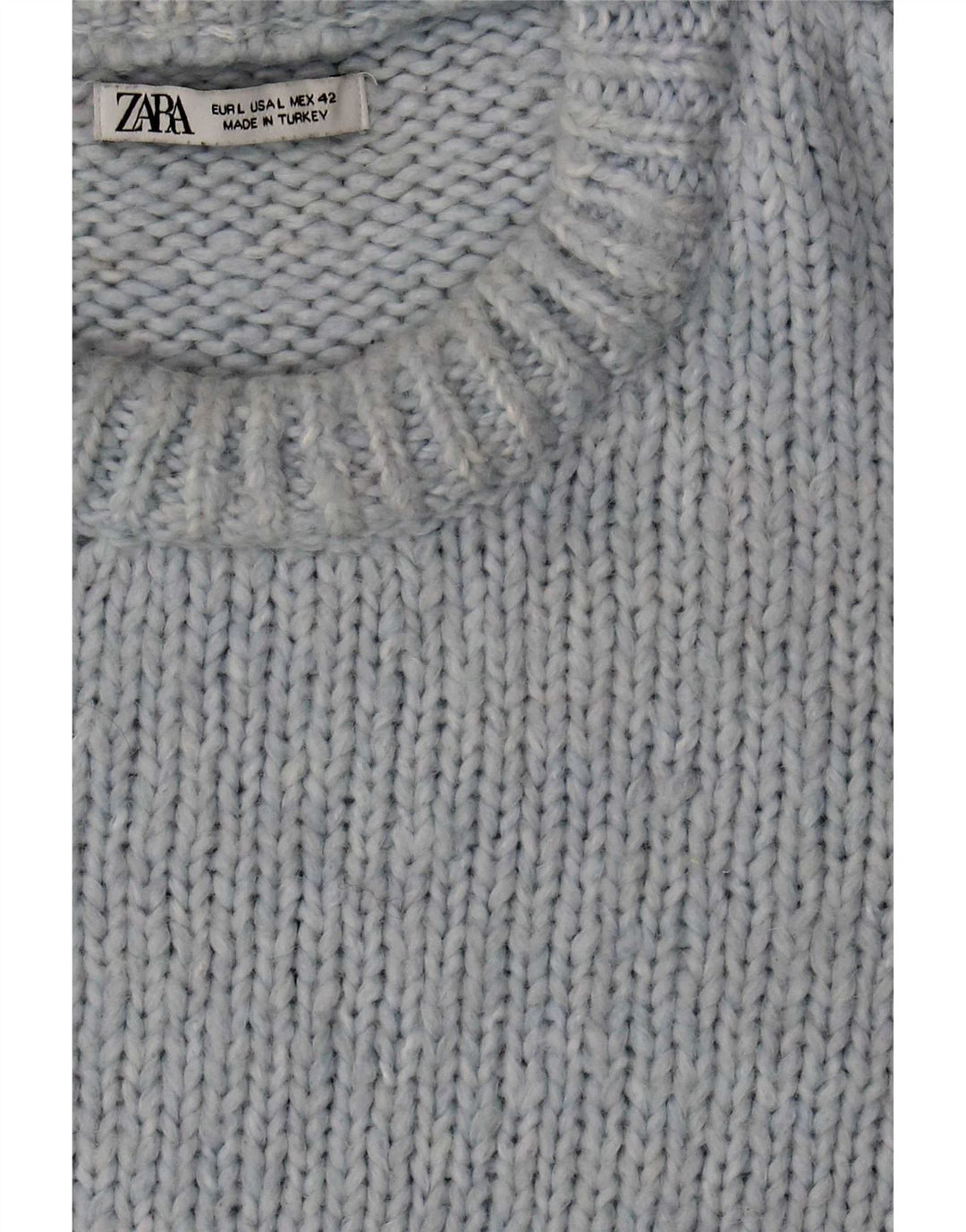 Zara Hombre Jersey De Cuello Redondo Jersey Grande Acrílico Azul