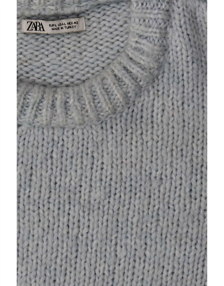 Zara Hombre Jersey De Cuello Redondo Jersey Grande Acrílico Azul