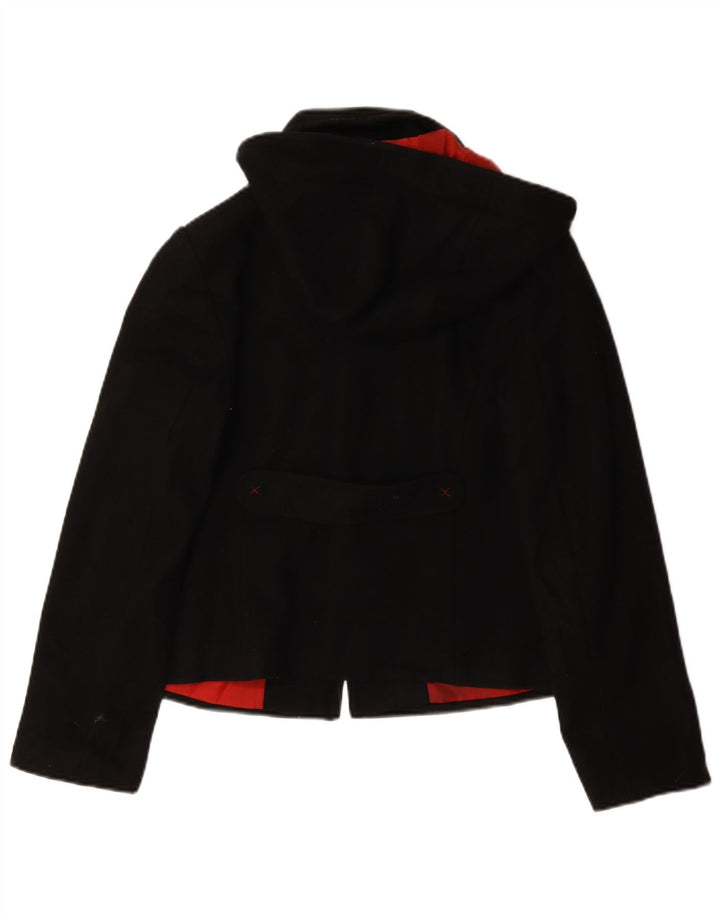 Laura Ashley - Chaqueta de lona con capucha para mujer, talla 40, tamaño mediano, lana negra