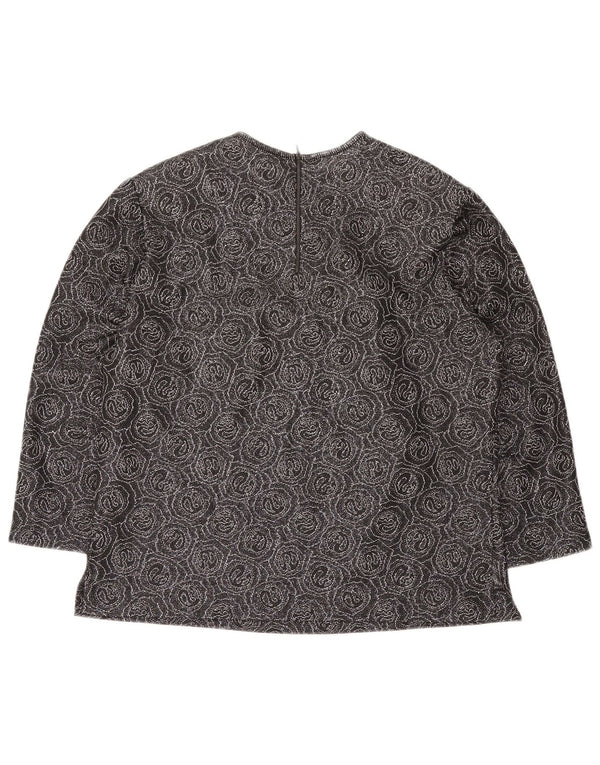 Vintage mujer 3/4 manga blusa Top Reino Unido 16 grande negro Paisley
