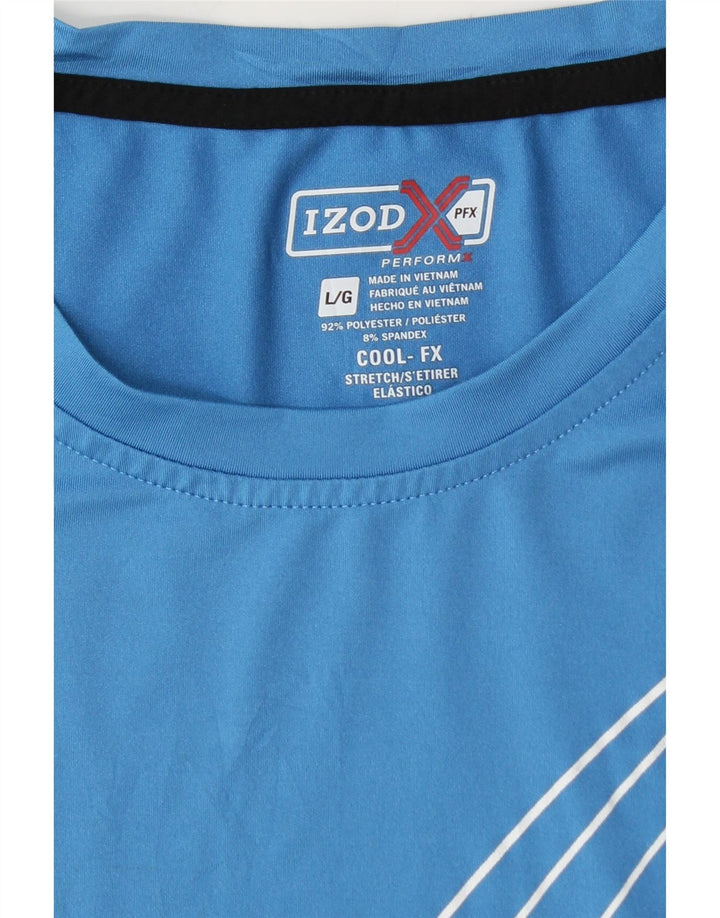 Izod Hombre Camiseta Top Grande Azul Rayas Poliéster