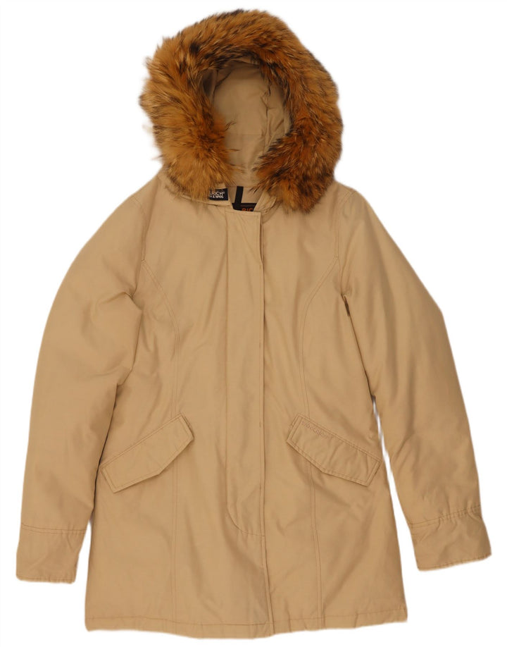Woolrich Abrigo acolchado con capucha para mujer Reino Unido 44 Algodón beige medio