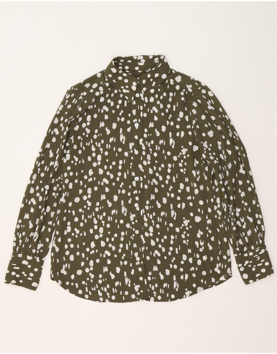 Marks & Spencer Camisa extragrande para mujer UK 10 Small Caqui Poliéster moteado