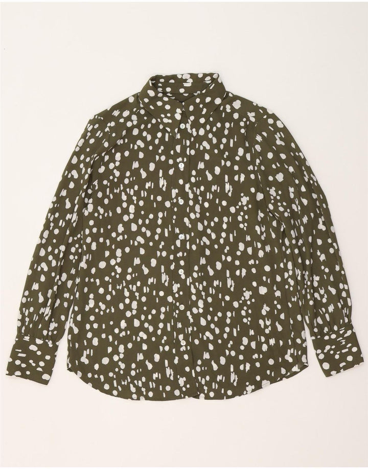 Marks & Spencer Camisa extragrande para mujer UK 10 Small Caqui Poliéster moteado