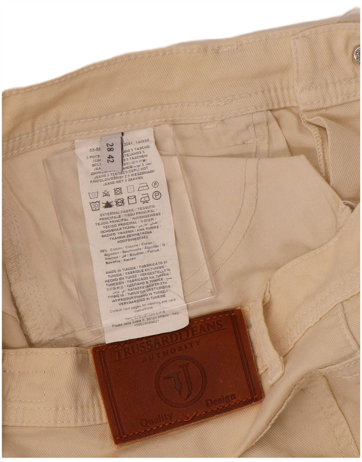 Pantalones Trussardi Mujer Slim Cropped IT 42 Medium W28 L25 Algodón Beige