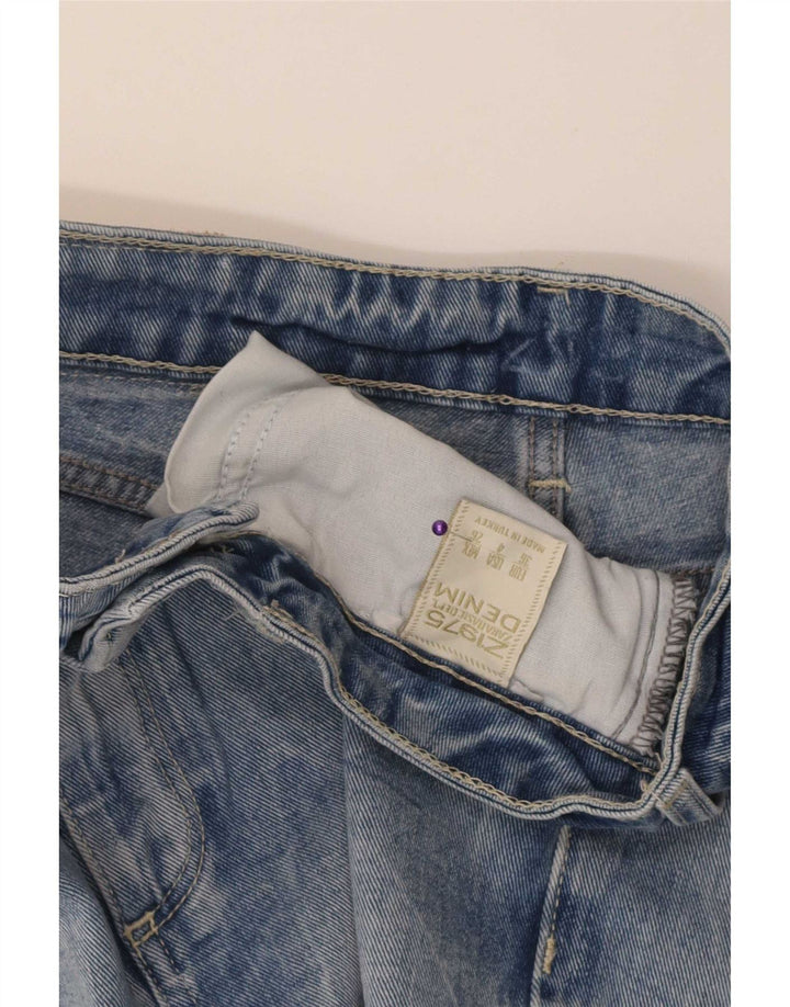 Zara Pantalones cortos de mezclilla desgastados para mujer EU 36 XS W26 Azul