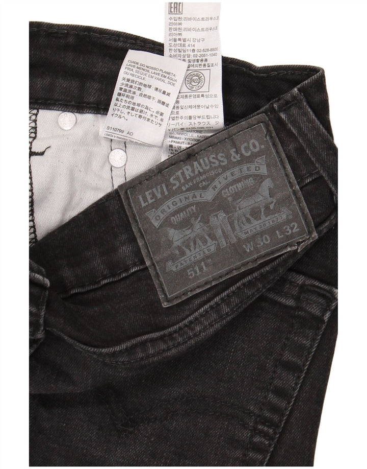 Levi's Hombre 511 Slim Jeans W30 L32 Algodón Negro