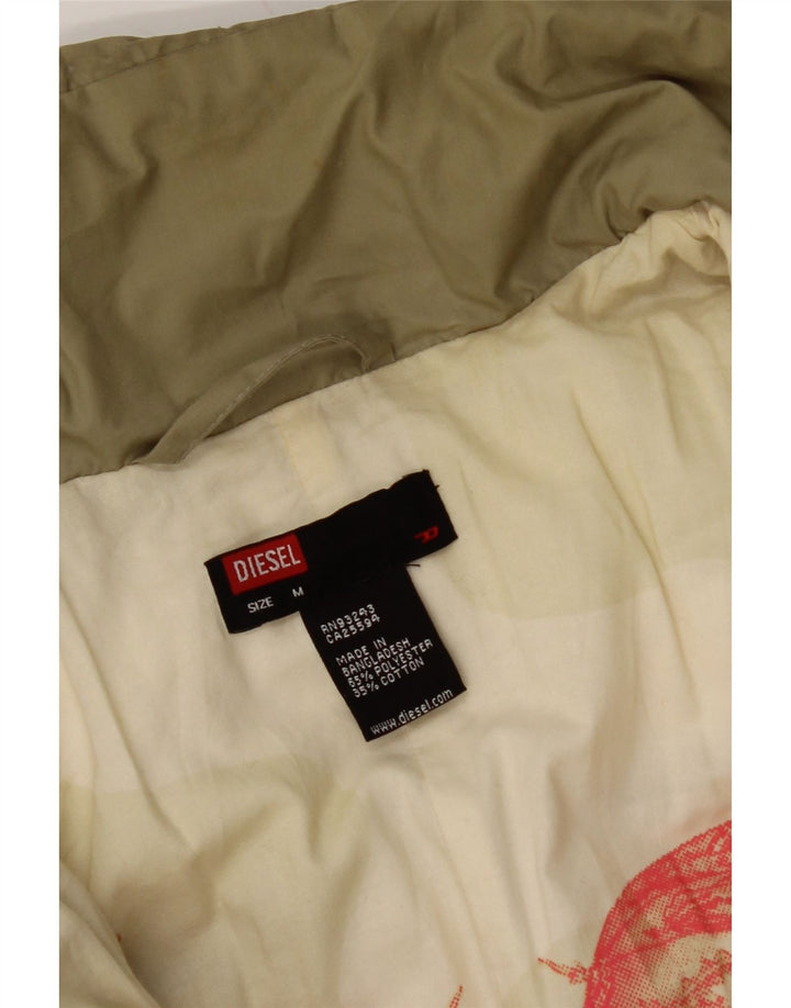 DIESEL Chaqueta acolchada para mujer UK 44 Mediano Caqui Poliéster
