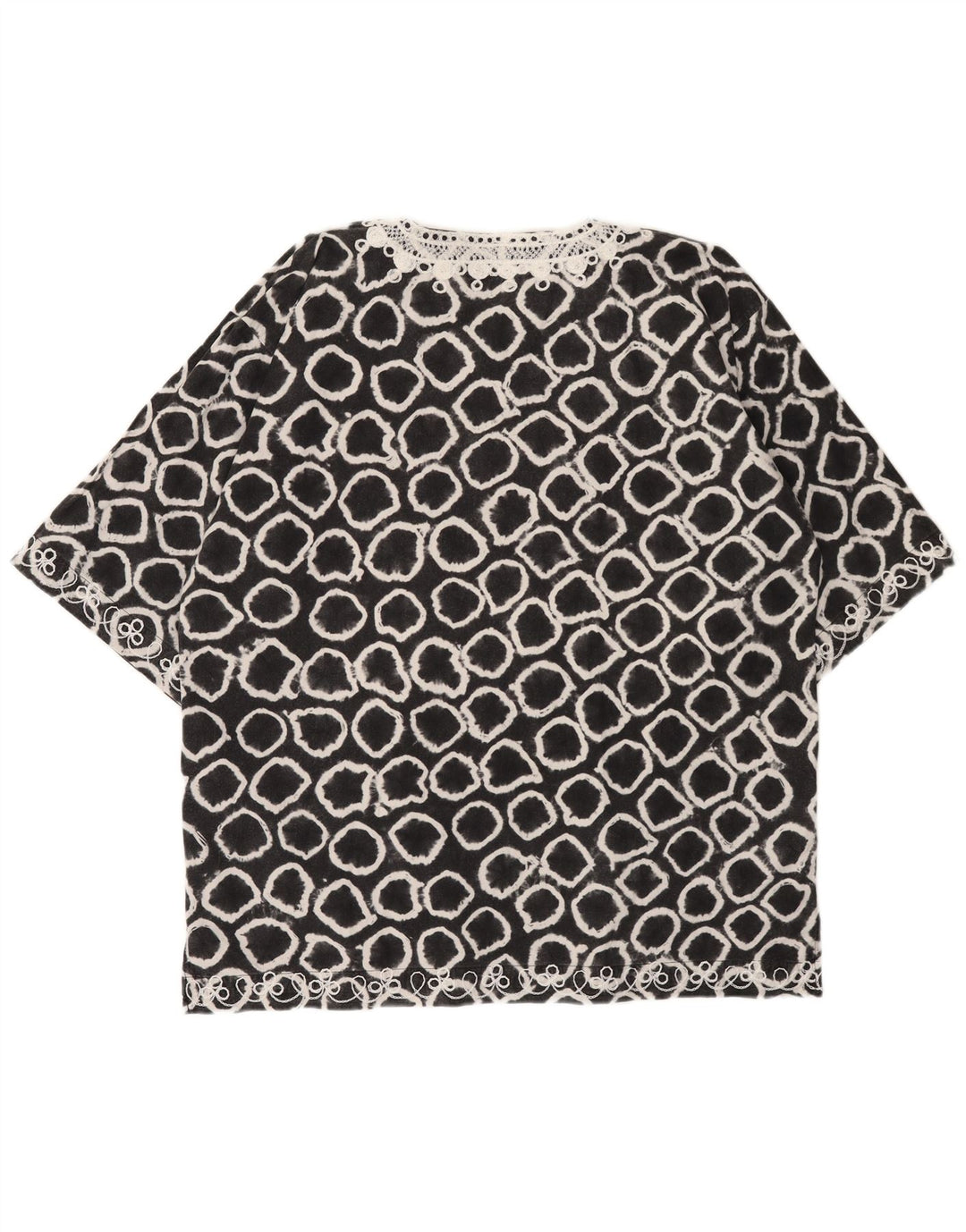 VINTAGE Blusa de patrón abstracto de gran tamaño para mujer Top UK 18 XL Negro