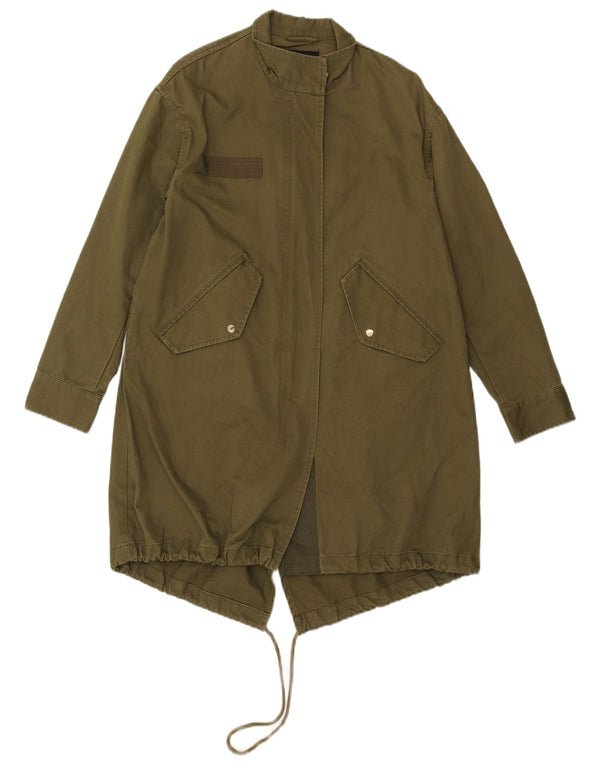 Zara Mujer Chaqueta Parka Extragrande Gráfica UK 6 XS Poliéster Floral Caqui