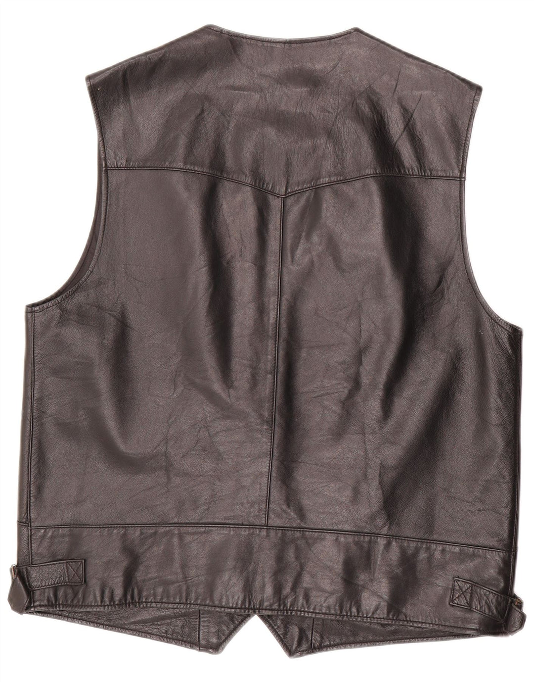 VINTAGE Chaleco de cuero para hombre Reino Unido 40 Cuero negro grande