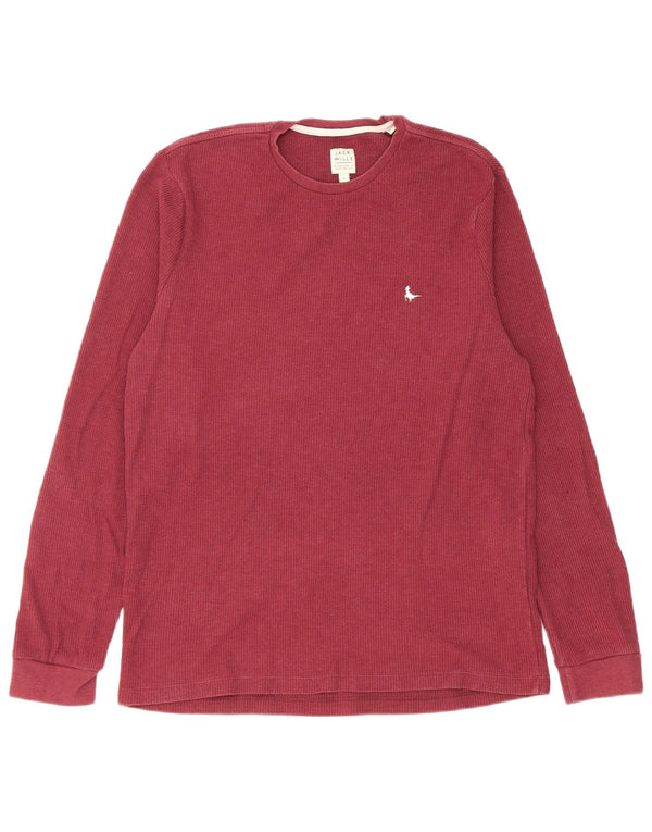Camiseta Jack Wills Hombre Manga Larga Algodón Burdeos Medio