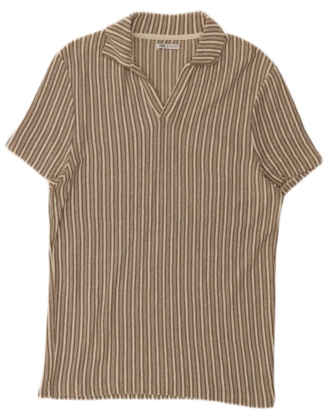 Zara Polo Hombre Rayas Beige Grande