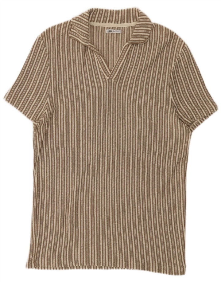 Zara Polo Hombre Rayas Beige Grande