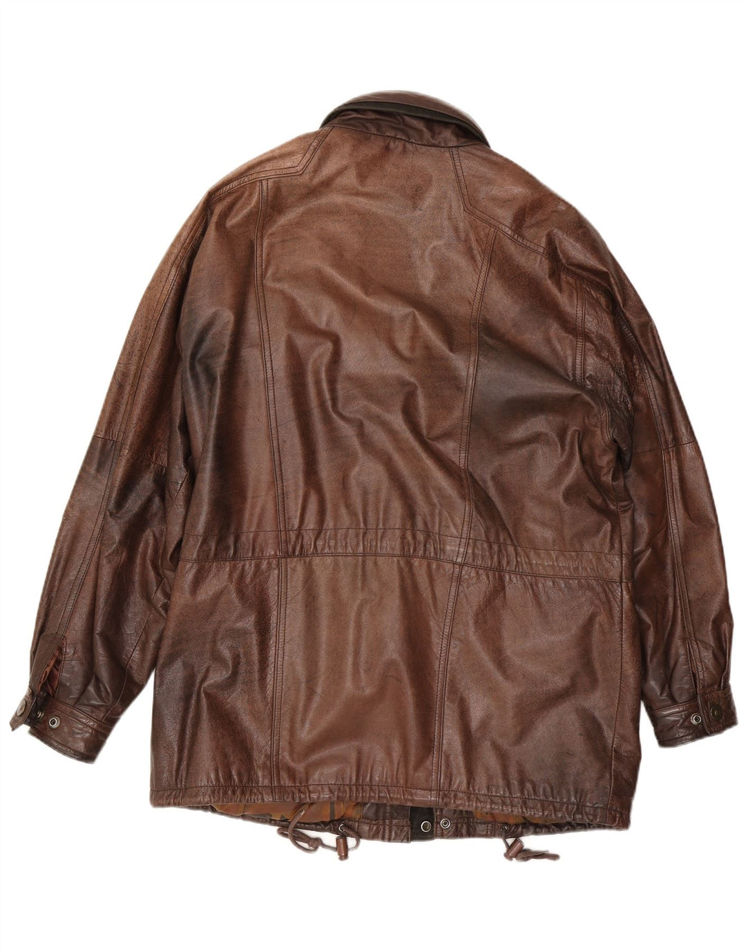 Chaqueta de cuero vintage para hombre IT 50 marrón grande