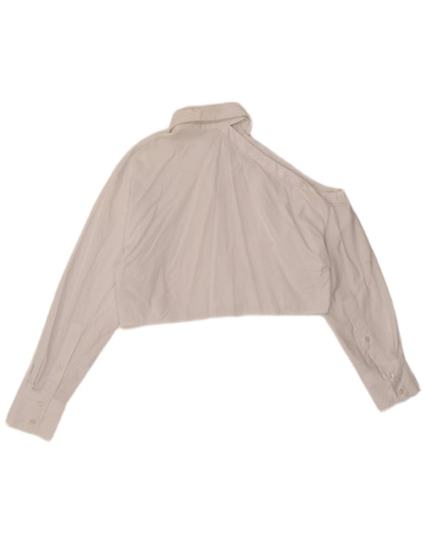 Zara Womens Oversized Crop Shirt Blouse UK 10 Small White Cotton