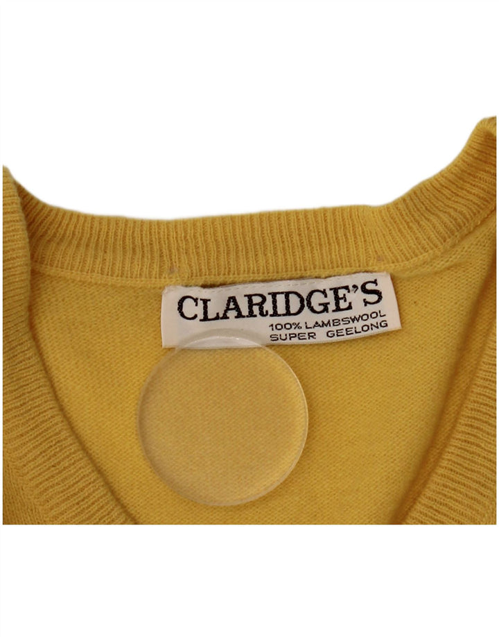 Claridges Jersey con cuello en V para hombre de lana de cordero amarilla grande