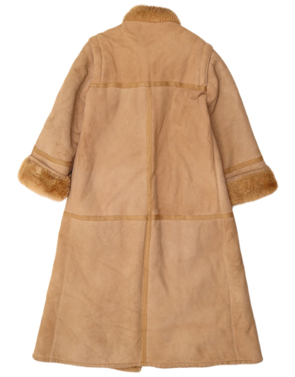 Abrigo de piel de oveja vintage para mujer IT 44 Cuero beige medio