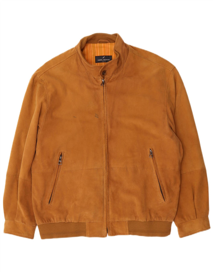 Daniel Hechter Chaqueta bomber de ante para hombre Reino Unido 40 Grande Cuero marrón