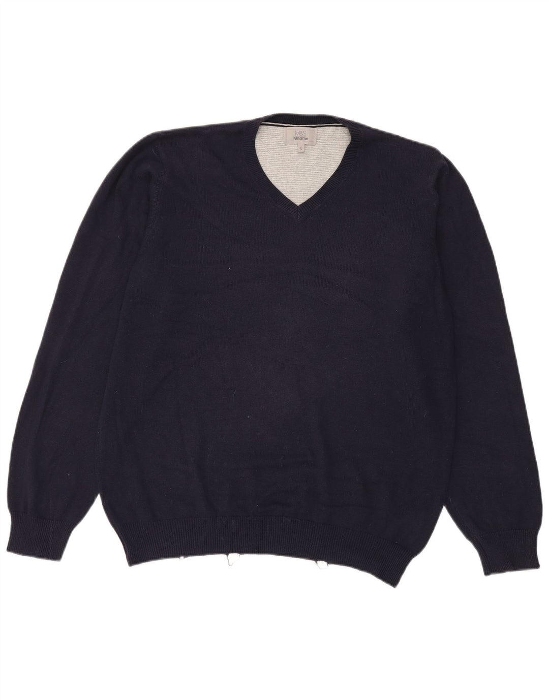 Marks & Spencer - Jersey con cuello en V para hombre, talla grande, algodón azul marino