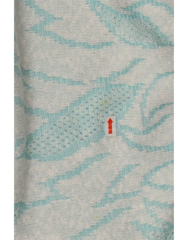 VINTAGE Jersey de cuello redondo para mujer IT 50 XL Bloque de color turquesa