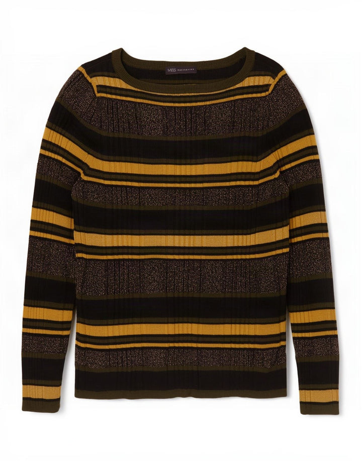 Marks & Spencer Jersey con cuello barco para mujer, talla 40, talla grande, multicolor
