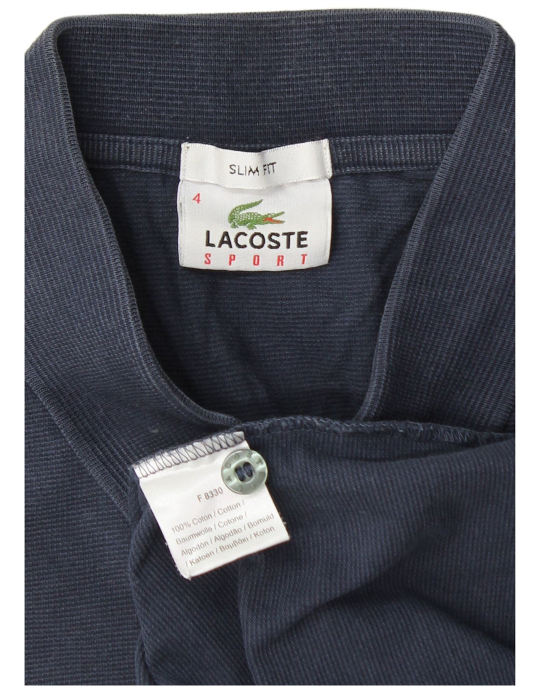 LACOSTE Polo ajustado para hombre talla 4 mediano algodón azul marino