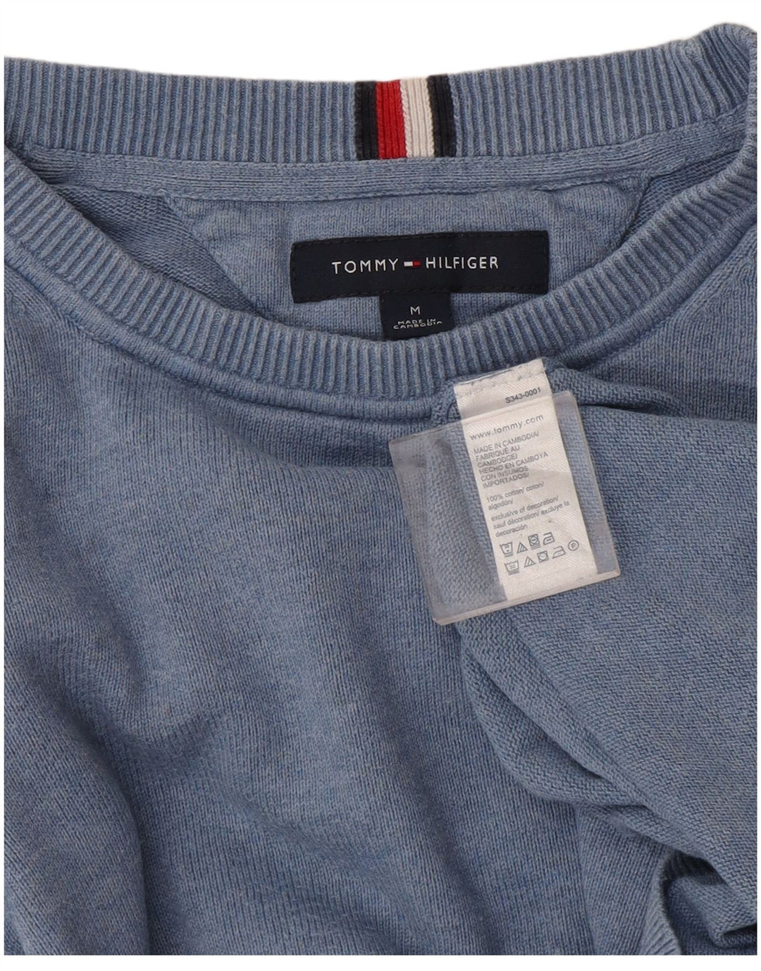 Tommy Hilfiger Jersey de cuello redondo para hombre de algodón azul medio