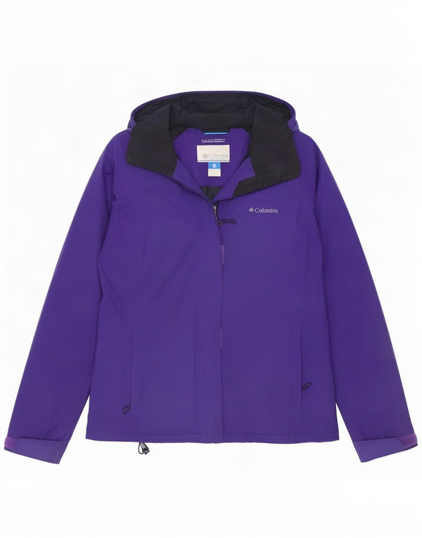 Columbia Chaqueta impermeable con capucha Omni-Tech para mujer UK 40 XL Nailon morado