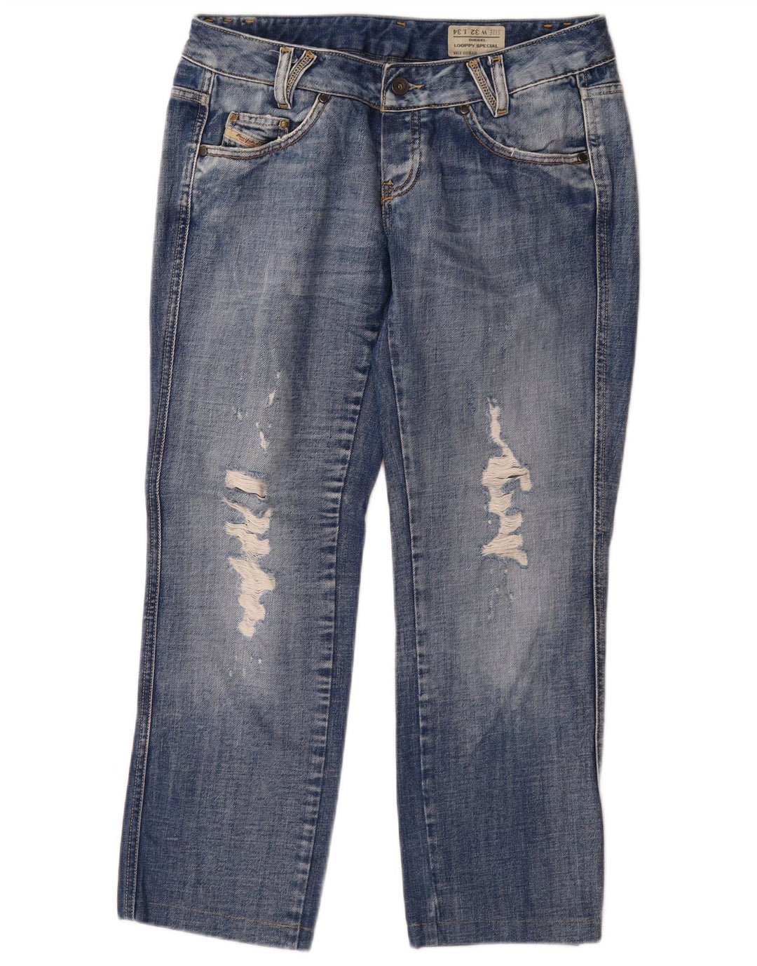 Diesel Mujer Looppy Vaqueros Rectos Desgastados W32 L26 Algodón Azul