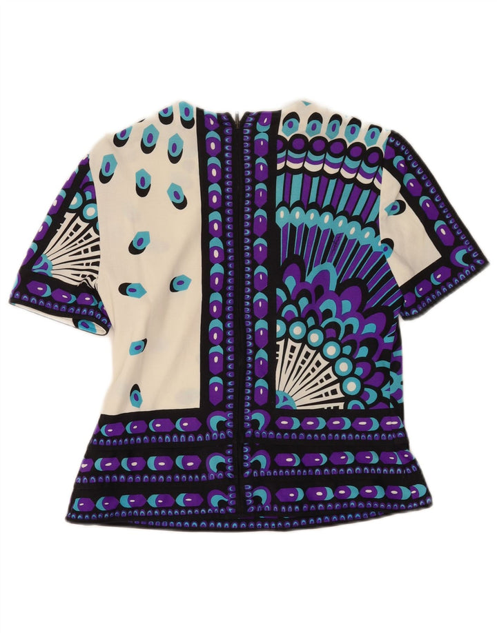 Conjunto de falda vintage de 2 piezas para mujer IT 46 Grande W28 Poliamida geométrica blanca
