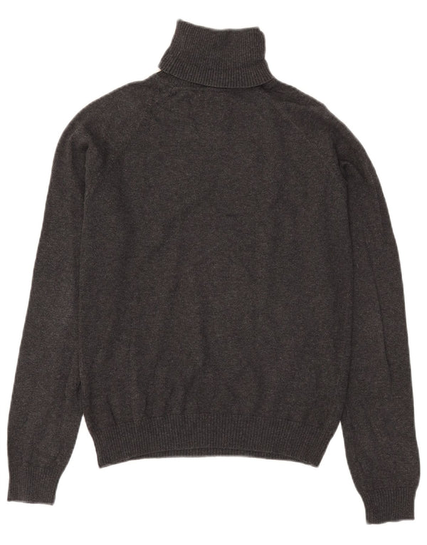 Zara Mujer Crop Roll Neck Jumper Sweater UK 12 Algodón Gris Medio