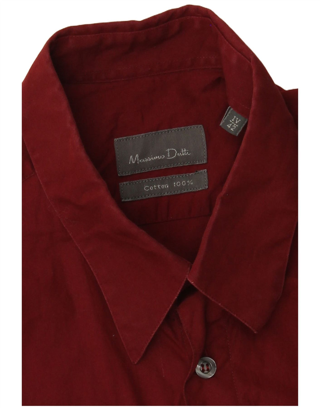 Camisa Massimo Dutti Hombre Talla 42 Grande Burdeos Algodón