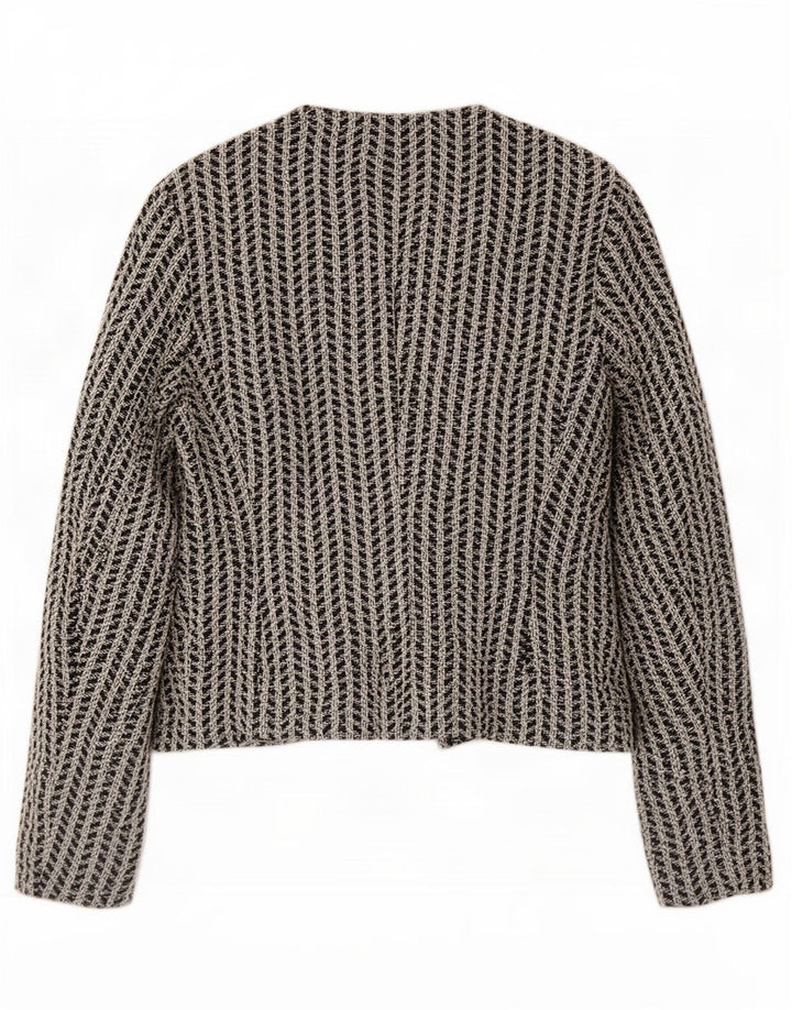 Hugo Boss Chaqueta tipo blazer abierta extragrande para mujer UK 10 Small Black Geométrico