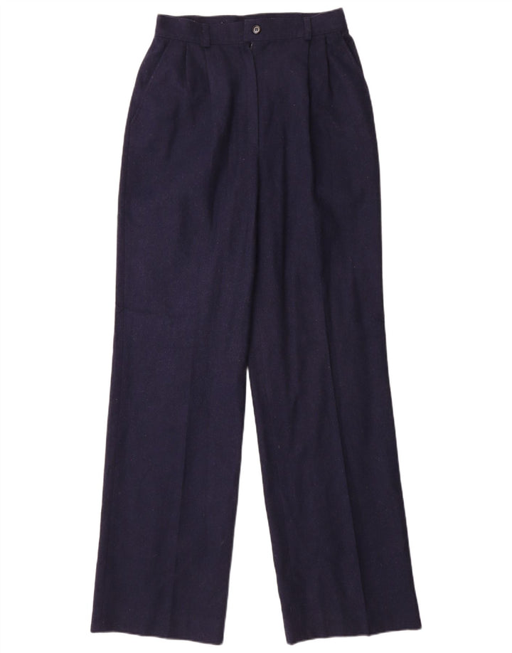 Pantalón chino con pinzas Pendleton para mujer W26 L32 Lana virgen azul marino