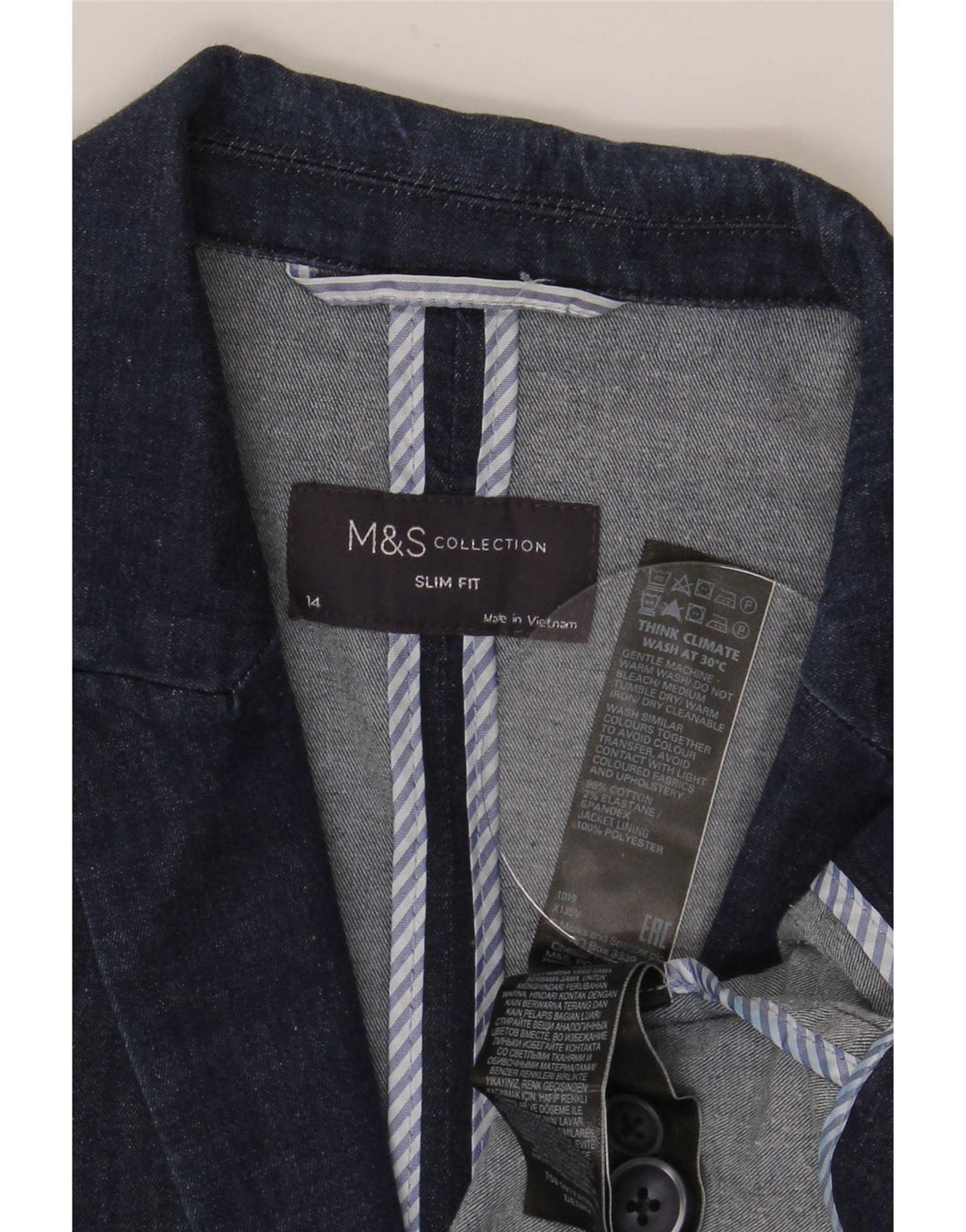 Marks & Spencer Chaqueta tipo blazer con 1 botón para mujer, talla 44, talla mediana, azul marino