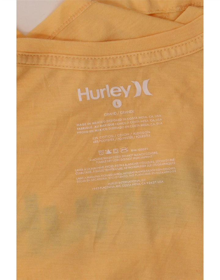HURLEY Camiseta gráfica para hombre Top grande de algodón amarillo
