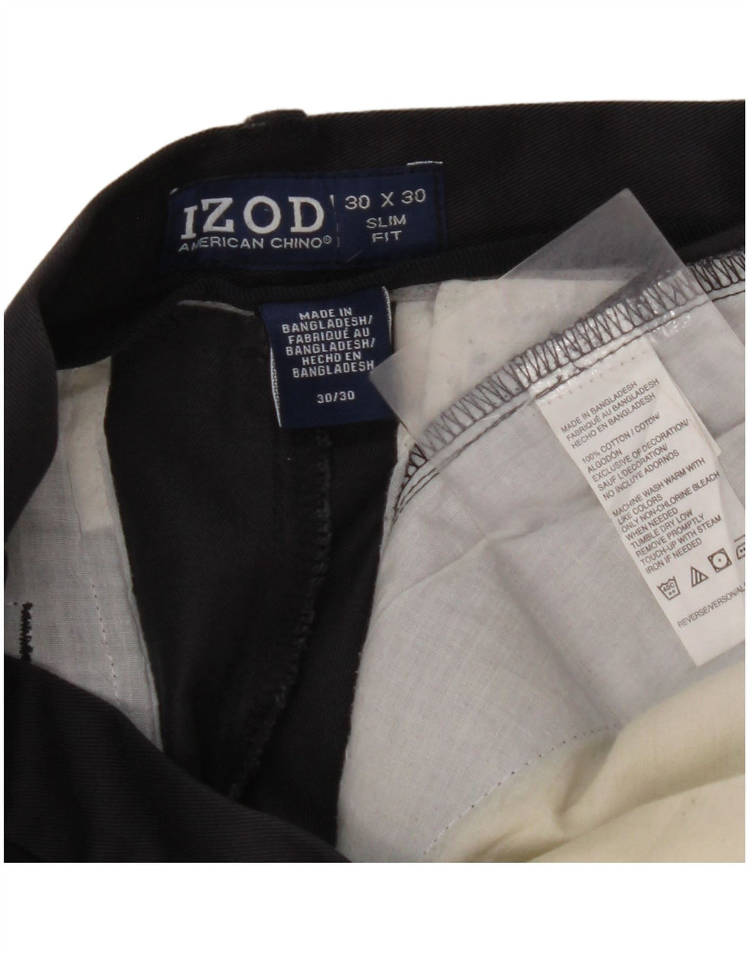IZOD Pantalón chino slim fit para hombre W30 L30 Algodón azul marino