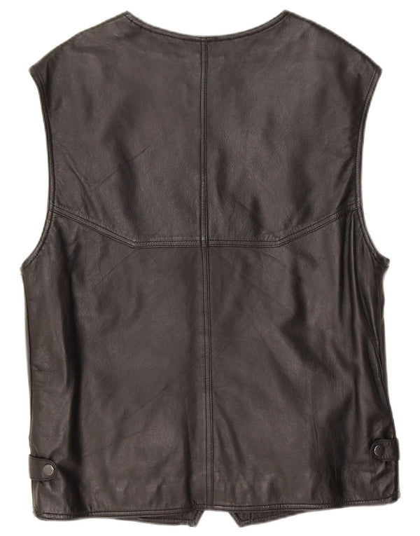 Chaleco de cuero vintage para hombre IT 48 Pequeño Negro