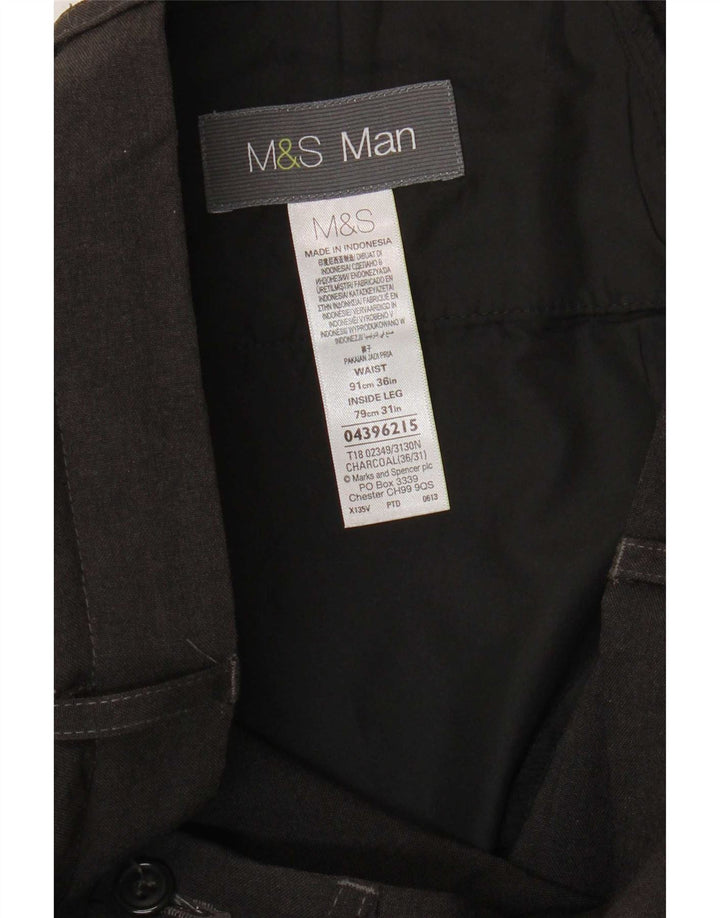 Marks & Spencer Pantalón chino recto para hombre W36 L31 Poliéster gris