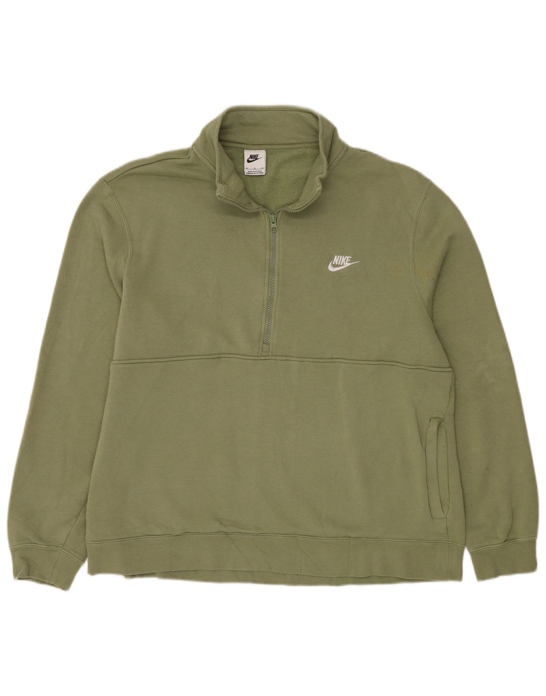 Nike - Sudadera con cremallera y cuello para hombre, talla XL, algodón verde