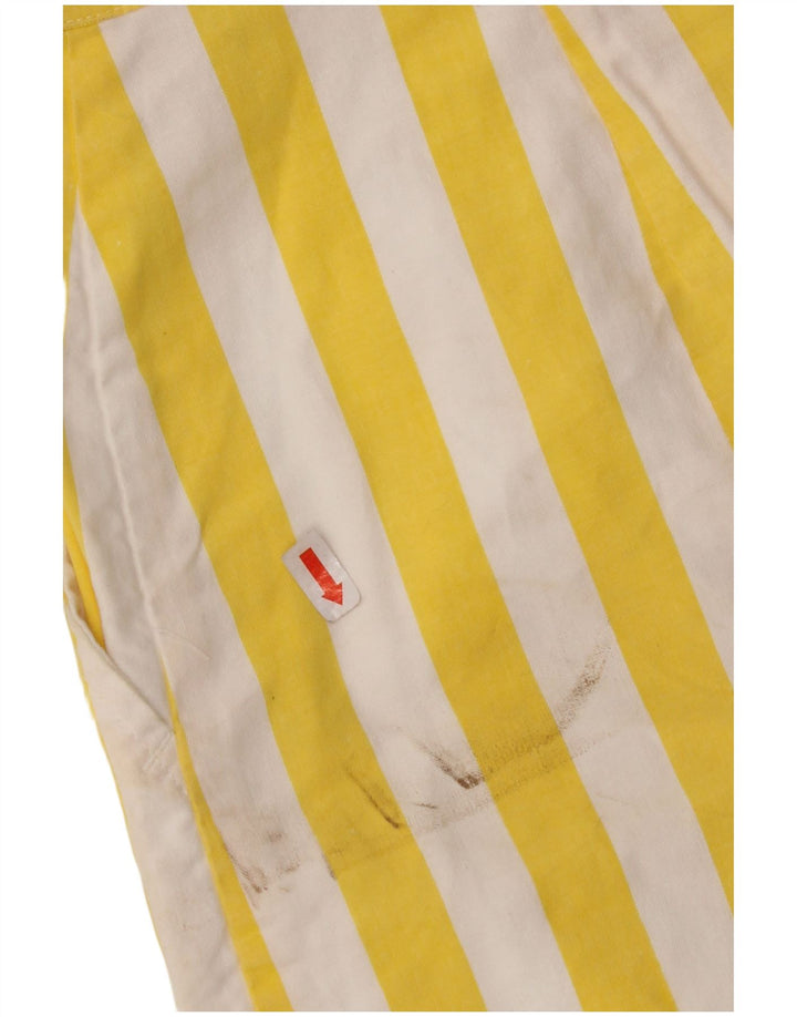 VINTAGE Pantalones cortos chinos de pierna ancha para mujer EU 42 Grande W30 Rayas amarillas