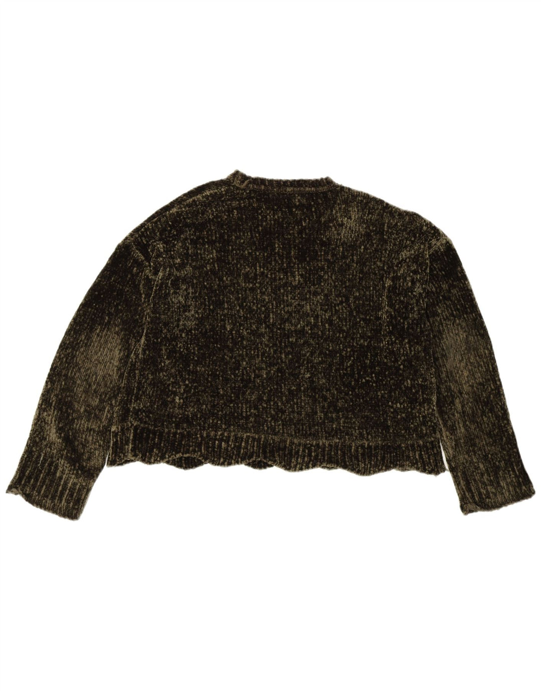 Zara Jersey de gran tamaño con cuello barco para mujer UK 10 Small Caqui Poliéster