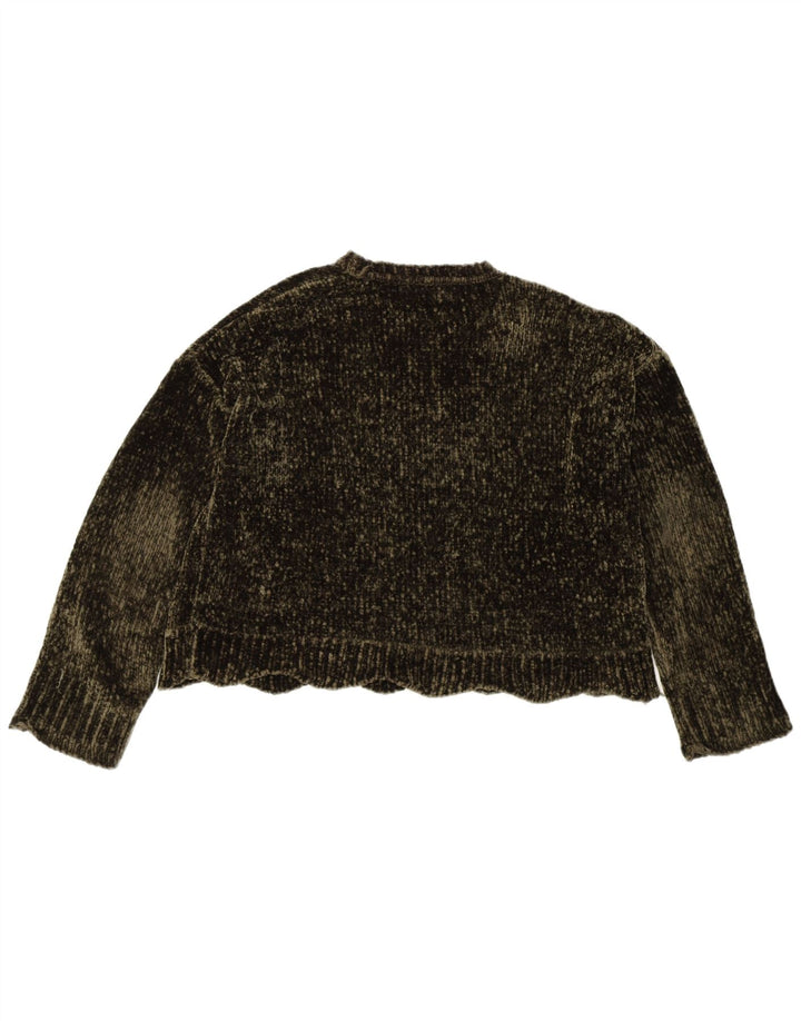 Zara Jersey de gran tamaño con cuello barco para mujer UK 10 Small Caqui Poliéster