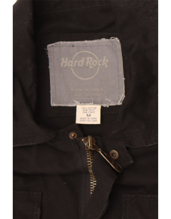 Hard Rock Cafe Chaqueta militar gráfica para hombre UK 38 Mediana Algodón negro