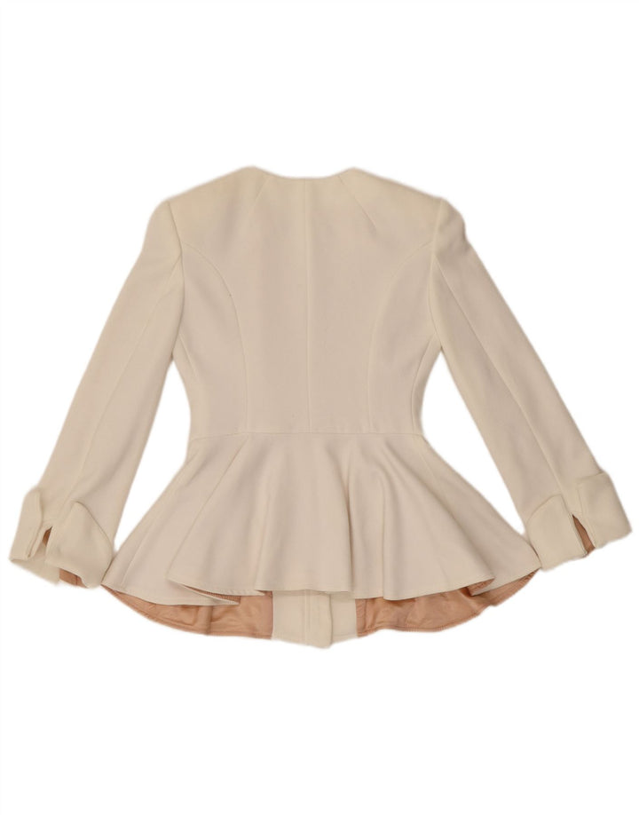 Elisabetta Franchi Chaqueta tipo blazer con cremallera completa para mujer IT 38 XS Poliéster blanco