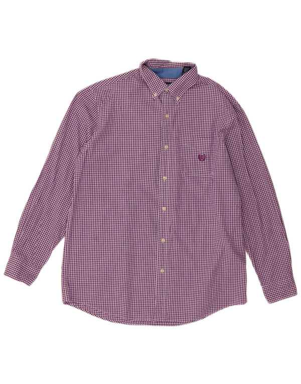 Chaps Camisa para hombre grande de algodón a cuadros morado