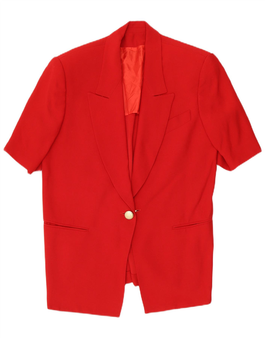 Vintage mujer 1 botón manga corta Blazer chaqueta Reino Unido 14 rojo medio