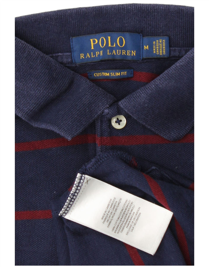 POLO RALPH LAUREN Polo ajustado personalizado para hombre con rayas azul marino medio