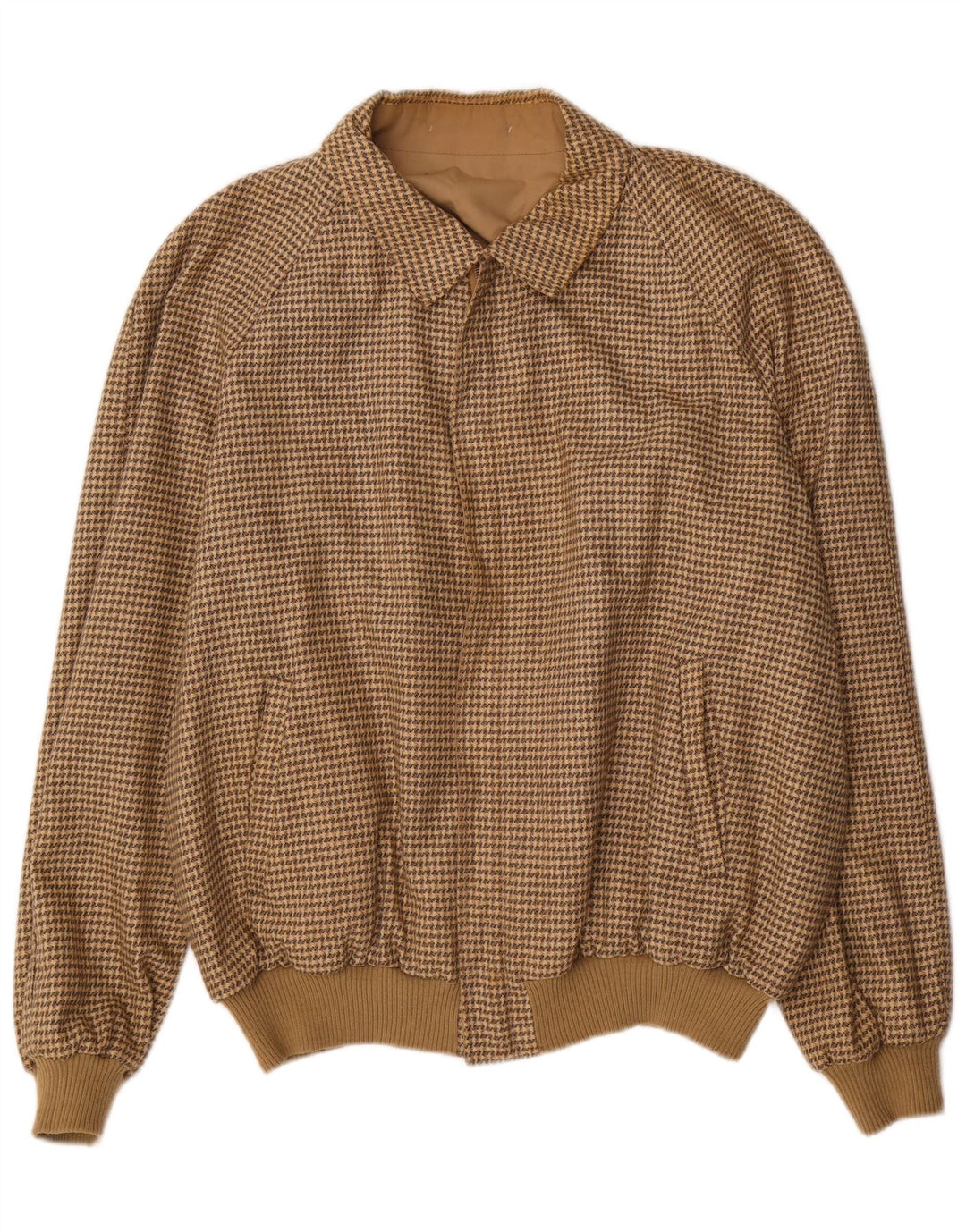 Vintage hombres reversible chaqueta bomber IT 58 4XL marrón pata de gallo